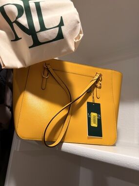 New with tag Ralph Lauren Mustard Yellow Leather Tote bag